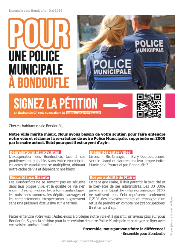 Plus de 500 Bondouflois ont signé cette pétition en 2023 : l'équipe majoritaire l'a ignorée !